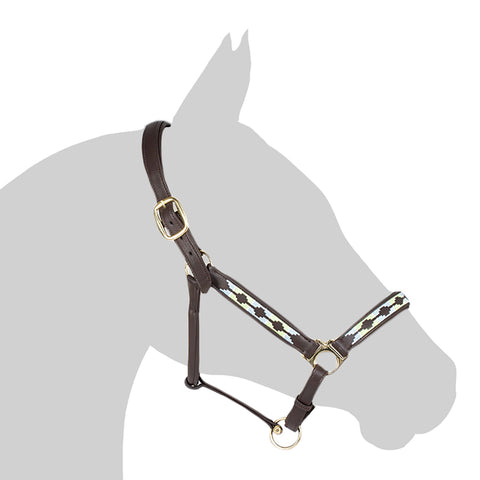 Henri de Rivel Cal Embroidered Leather Halter