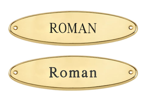Brass Raised Oval Nameplate
