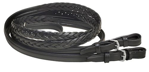 Tory Leather Company 5/8" x 60" Five-Plait Braided English Reins with Buckle Bit Ends