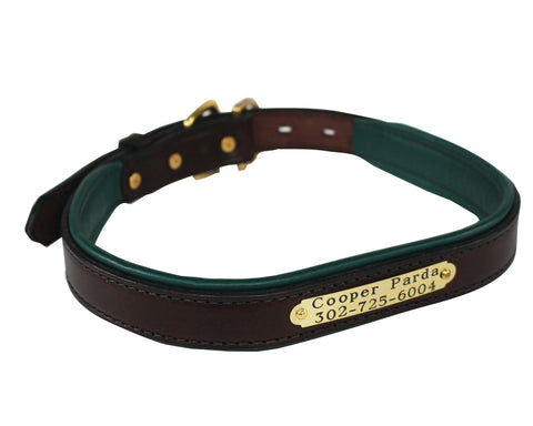 Perri’s® Padded Leather Nameplate Dog Collar