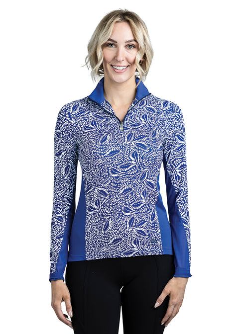 Kastel Denmark Ladies’ Jill Long Sleeve Blue Leaves Shirt