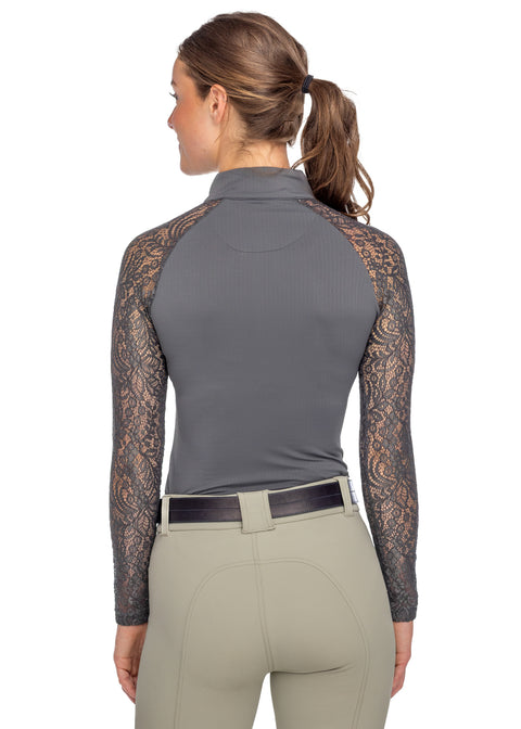 Kastel Denmark Ladies’ Quarter-Zip Floral Lace Long-Sleeve Shirt - "Sutton"