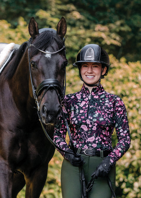 Kastel Denmark Ladies’ Quarter-Zip Modern Begonias Long-Sleeve Shirt - "Briar"