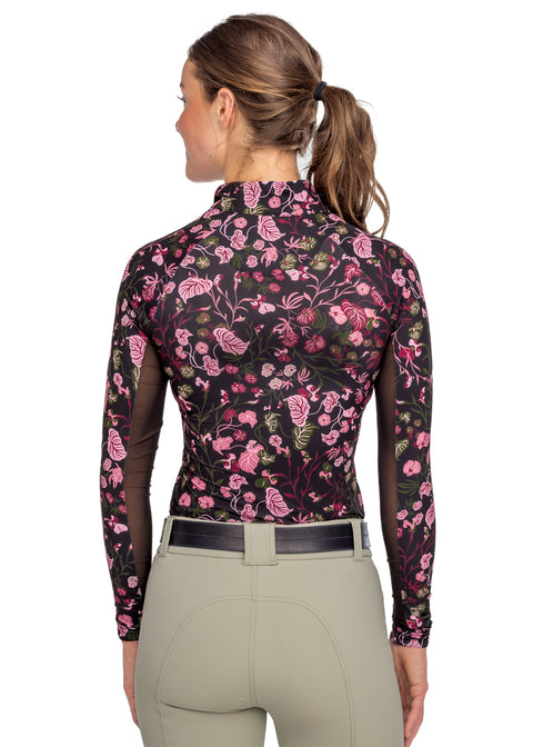 Kastel Denmark Ladies’ Quarter-Zip Modern Begonias Long-Sleeve Shirt - "Briar"