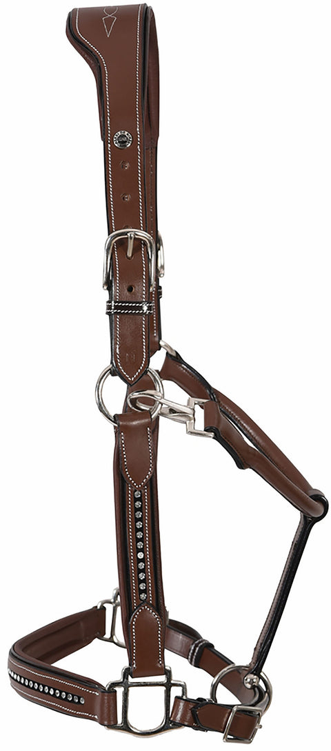 Henri de Rivel Padded Leather Crystal Halter