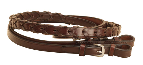 Tory Leather Company 5/8" x 60" Laced Reins with Buckle Bit Ends