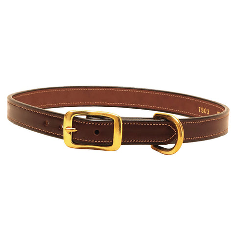 Tory Leather Saddle-Stitched Leather Dog Collar