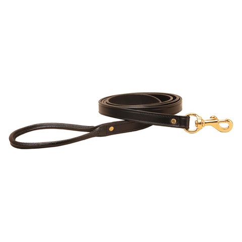 Tory Leather Flat Creased Leather Dog Leash with Rolled Leather Handle