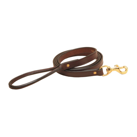 Tory Leather Flat Creased Leather Dog Leash with Rolled Leather Handle