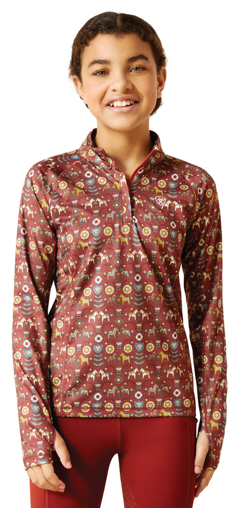 Ariat® Kids’ Lowell Quarter-Zip Print Base Layer 2.0