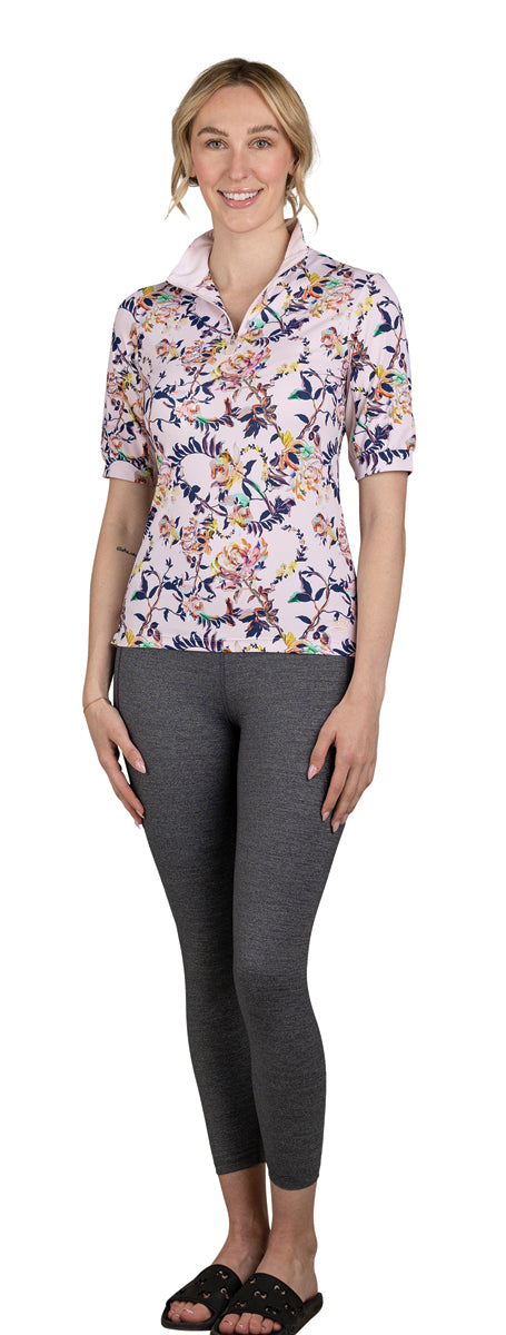Kastel Denmark Ladies’ Cassie Paintbrush Floral Shirt with Elbow-Length Sleeves