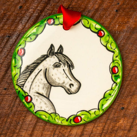 Hand-Painted Horse Wreath Ornament