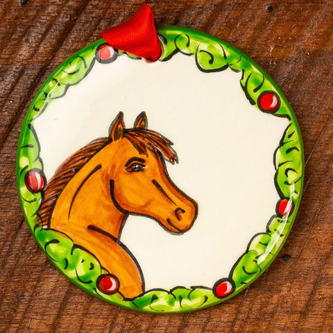 Hand-Painted Horse Wreath Ornament